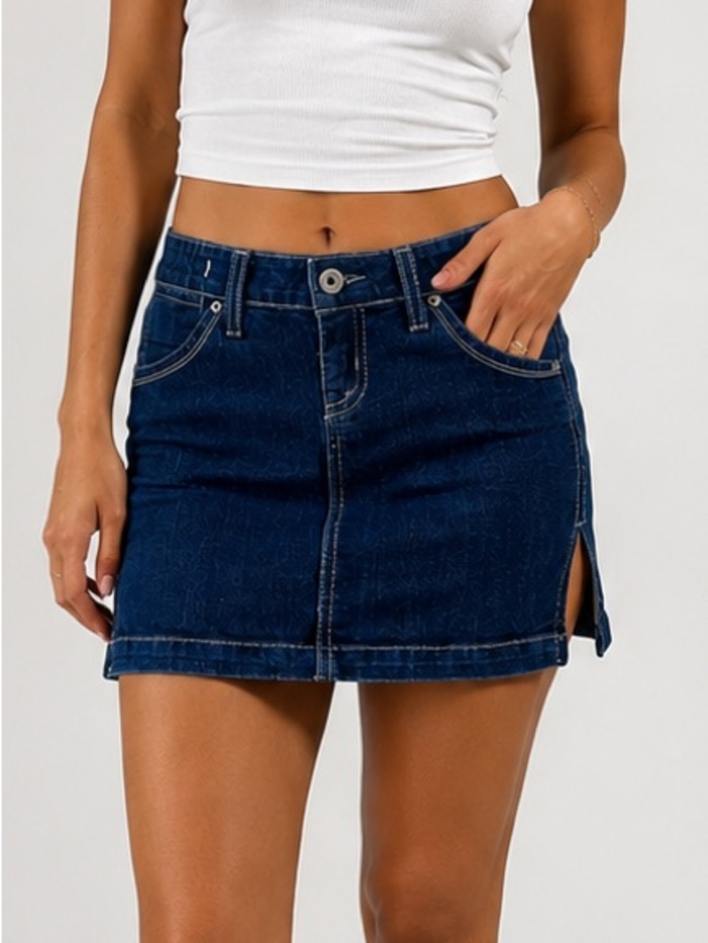 Hudson Y2K Dark Wash Denim Mini Skirt